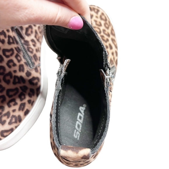 Soda Women's Leopard Platform Zip Down Ankle Boot Sneaker Casual Streetwear Shoe - Picture 13 of 16